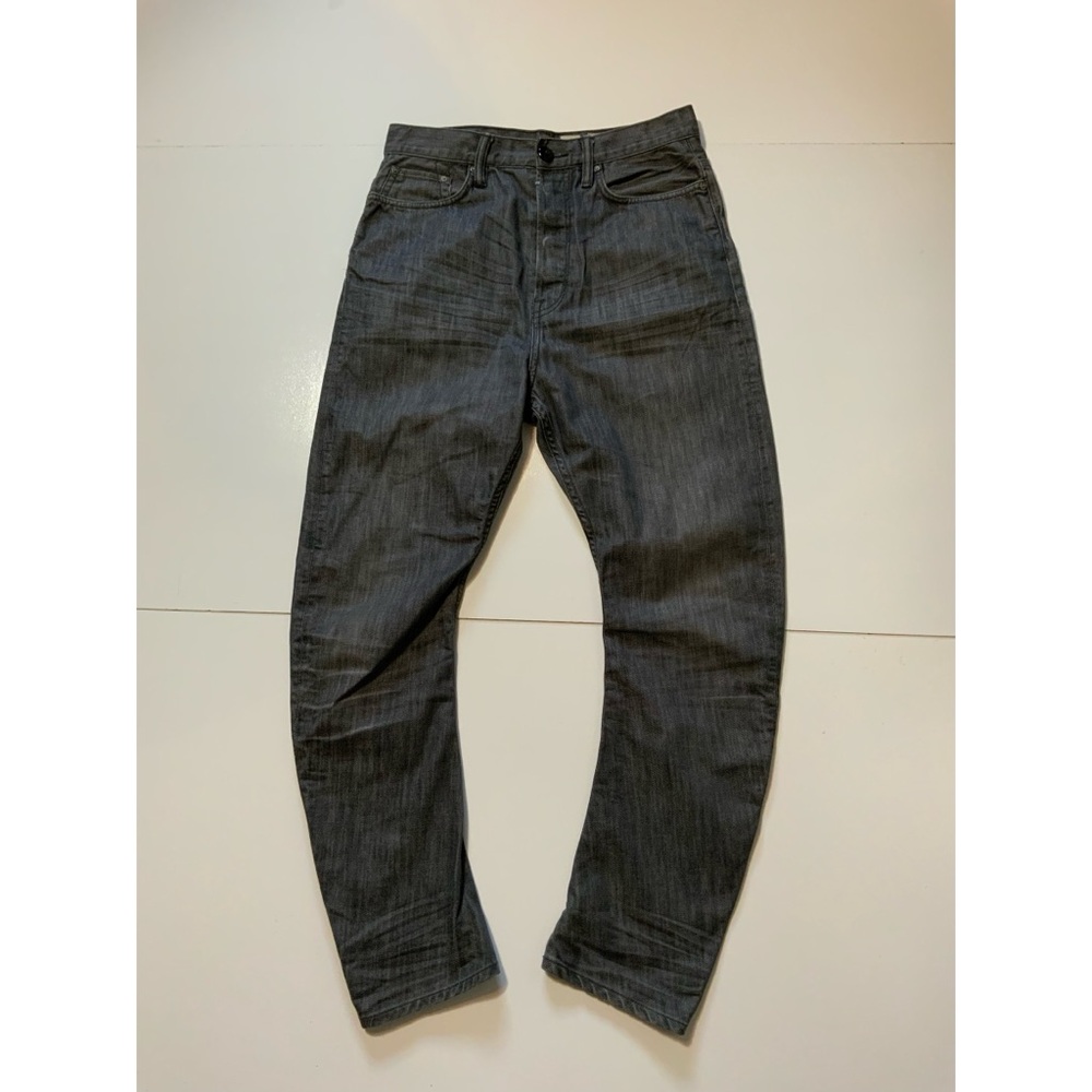 Allsaints Spitalfields Quarry Split Gray Button Fly Tapered Denim Jeans